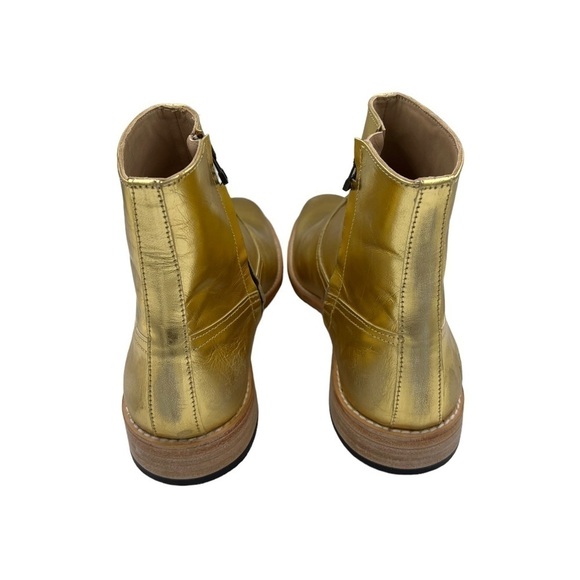 NWOT George Esquivel Boswell Chelsea Boot Zip-Up Gold Leather 10.5 - Picture 11 of 13